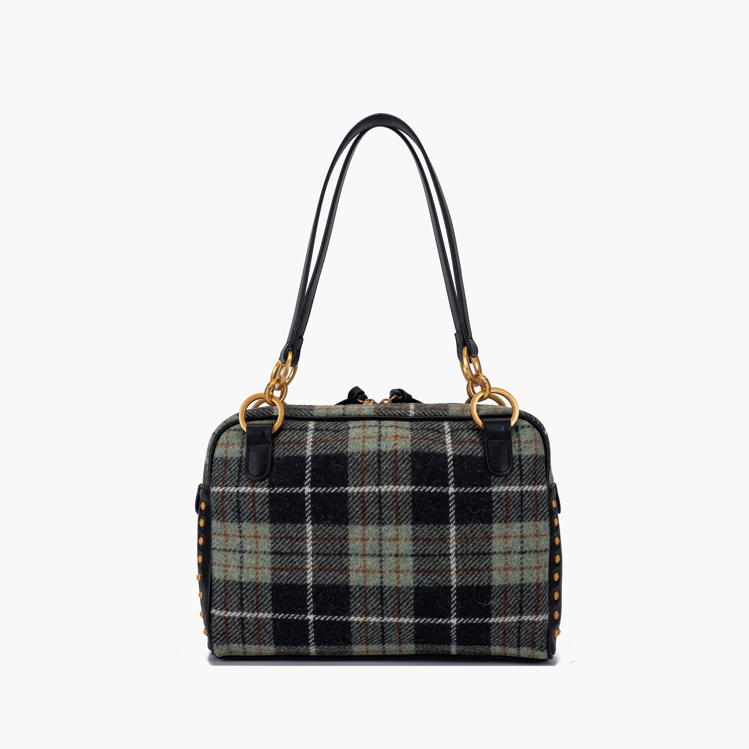 Borsa a spalla tessuto scozzese verde e nero  La Carrie