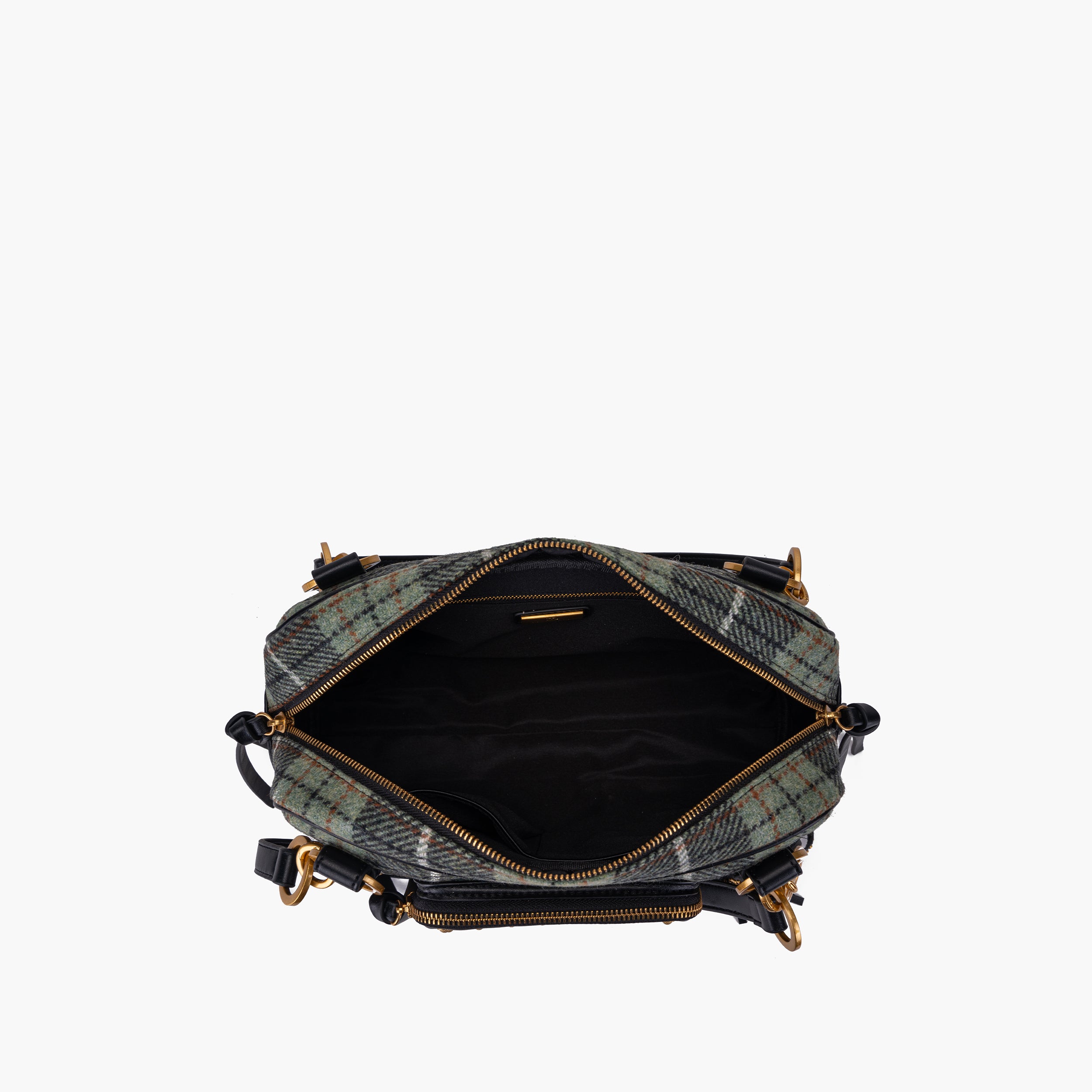 Borsa a spalla tessuto scozzese verde e nero  La Carrie