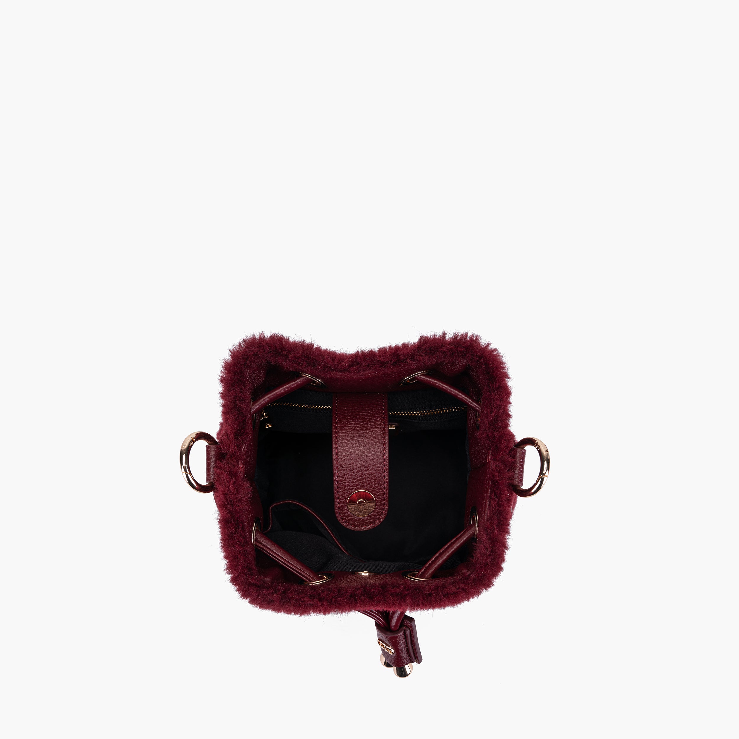 Secchiello Andromeda Rosso – La Carrie | Eco-Fur e Borchie Lucenti