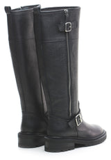Stivale bIker nero con zip centrale e pelle martellata Via Roma 15