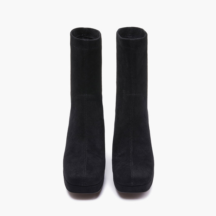 Tronchetto nero gambale stretch Emanuelle Vee