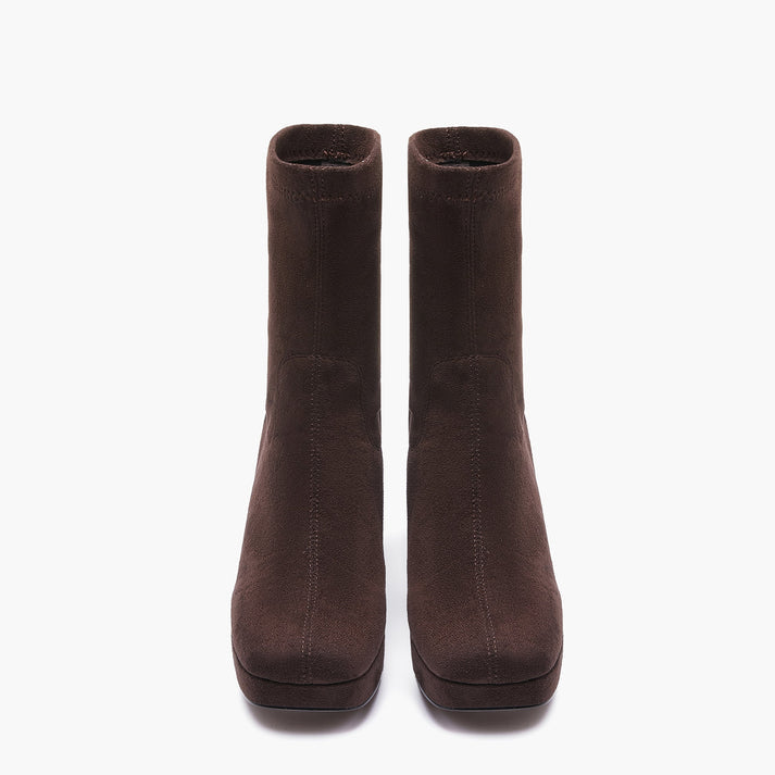 Tronchetto marrone gambale stretch Emanuelle Vee