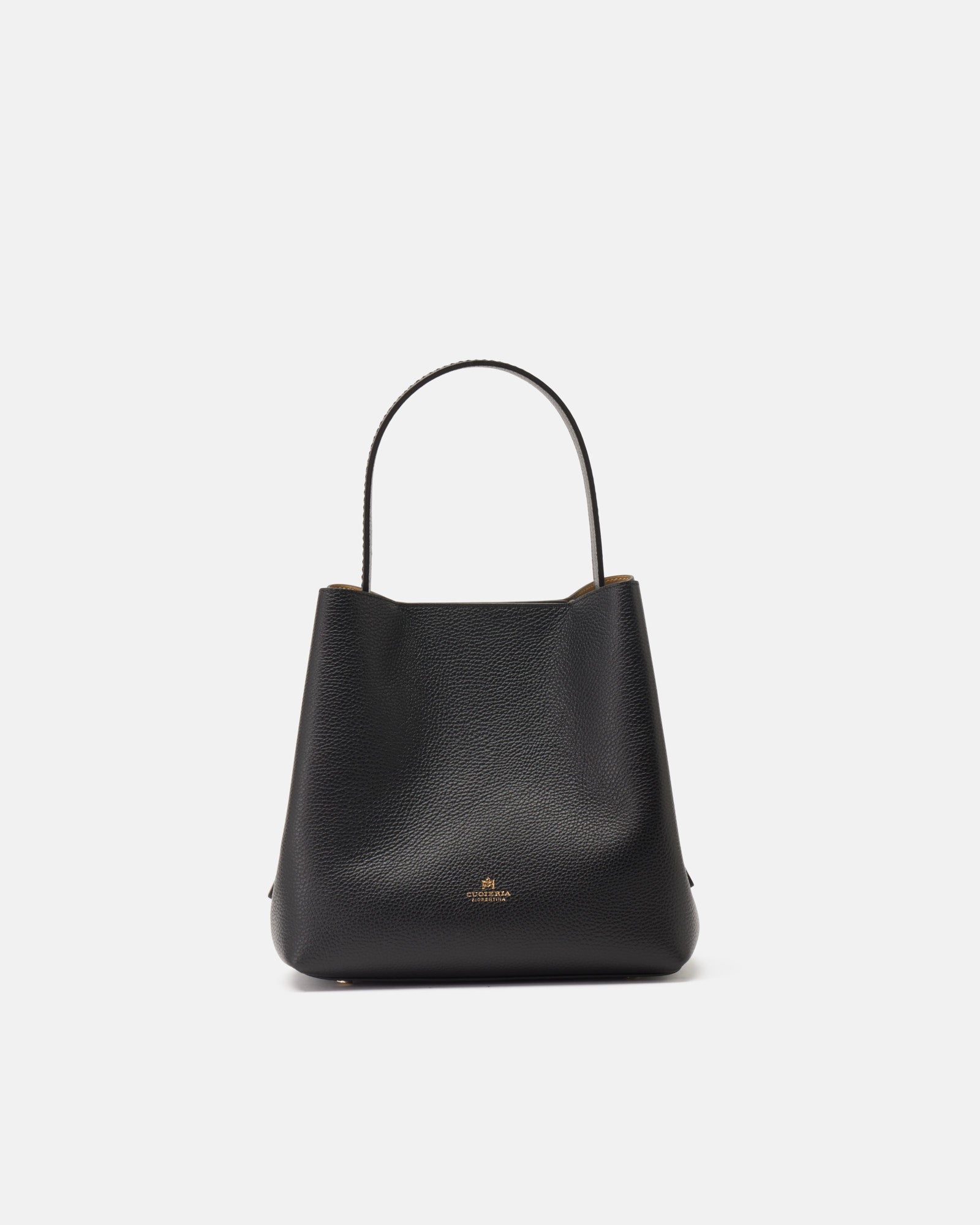 Cuoieria Fiorentina Candy Bucket 1618 | Borsa Secchiello in Pelle nera Made in Italy