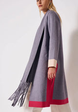 Cardigan lungo grigio con frange Vicolo