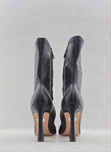 Tronchetto calzino in ecopelle stretch nera Bianca Di