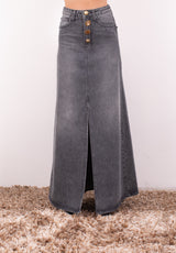 Gonna denim nero svasata con bottoni gioiello Vicolo