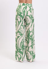 Pantalone a fantasia floreale Yanette verde e bianco Kocca