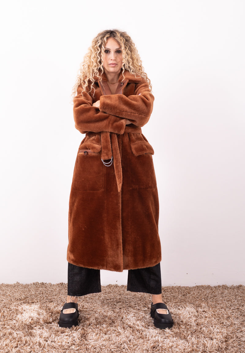 Cappotto Reversibile Raglan Toffee | Faux Suede e Pelliccia Sintetica Urbancode