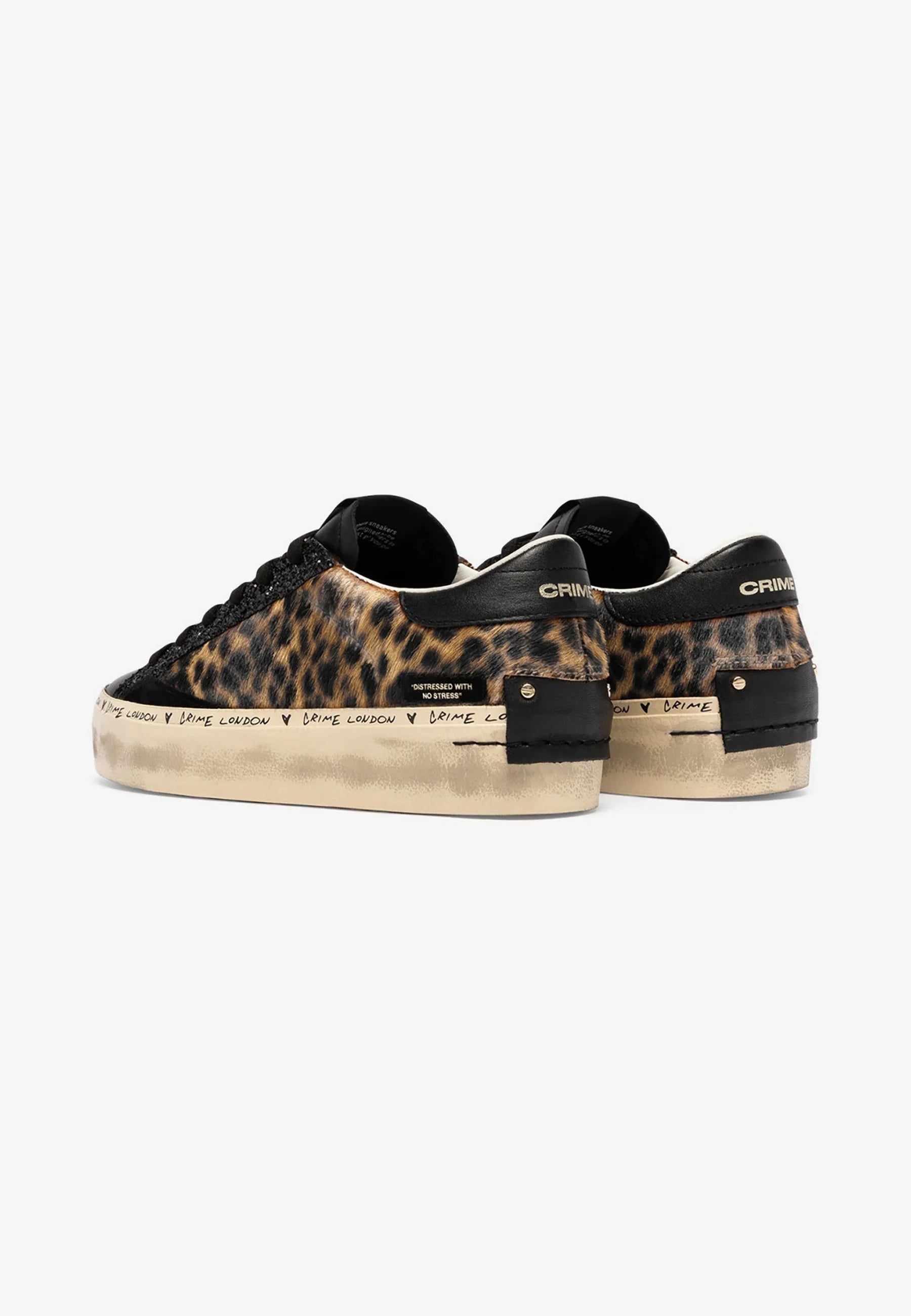 Sneakers Donna Crime London Distressed Platform Night Roar 23056AA9.68 – In Pelle Animalier con Dettagli Glitter