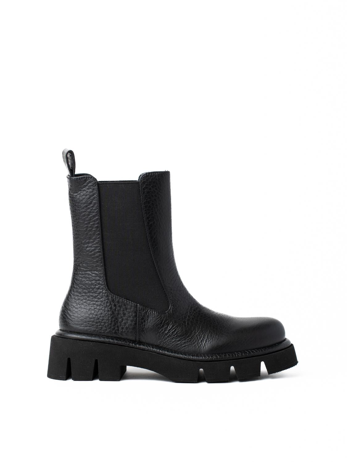 Anfibi Donna Paloma Barceló Cintia Nappagrain Black FW26 in Pelle – Stivaletti Nero con Elastico e Suola 4 cm