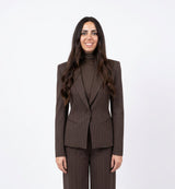 Blazer Donna Silence Limited Mono Raye GI5367COR – Giacca Sartoriale Monopetto Gessata con Revers a Lancia