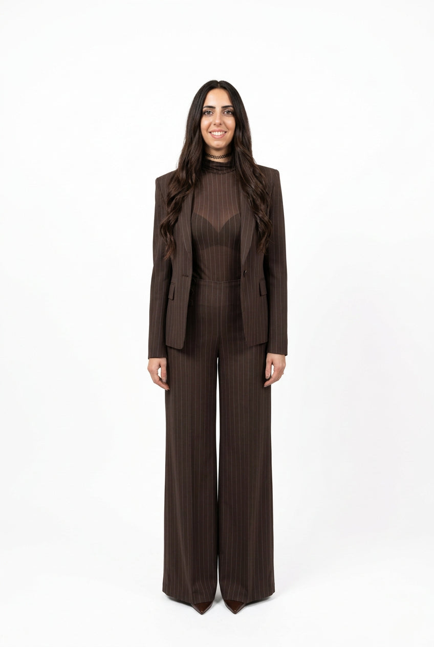 Blazer Donna Silence Limited Mono Raye GI5367COR – Giacca Sartoriale Monopetto Gessata con Revers a Lancia