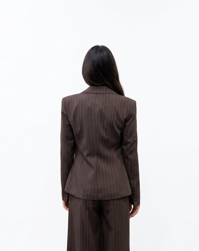 Blazer Donna Silence Limited Mono Raye GI5367COR – Giacca Sartoriale Monopetto Gessata con Revers a Lancia