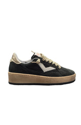 Sneakers Donna 4B12 Playnewsky verde – Platform 3 cm in Camoscio con Dettagli Lurex Oro