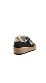 Sneakers Donna 4B12 Playnewsky verde – Platform 3 cm in Camoscio con Dettagli Lurex Oro
