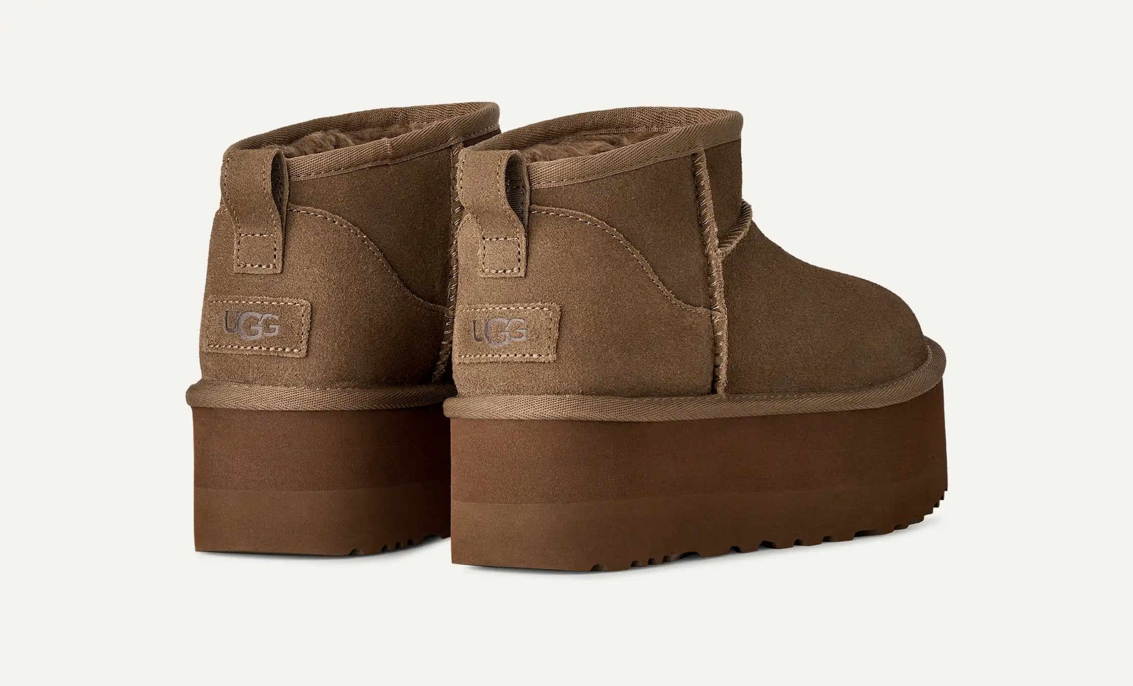 Stivali Donna UGG Classic Ultra Mini Platform Marrone in Camoscio – Stivaletti Bassi con Plateau 5,1 cm