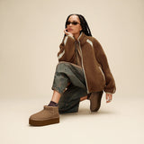 Stivali Donna UGG Classic Ultra Mini Platform Marrone in Camoscio – Stivaletti Bassi con Plateau 5,1 cm