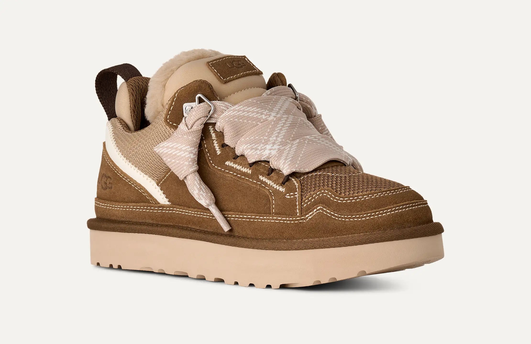 Sneakers Donna UGG Lowmel Marrone in Camoscio e Mesh Riciclato – Scarpe Basse Chunky con Maxi Lacci e Fodera UGGplush