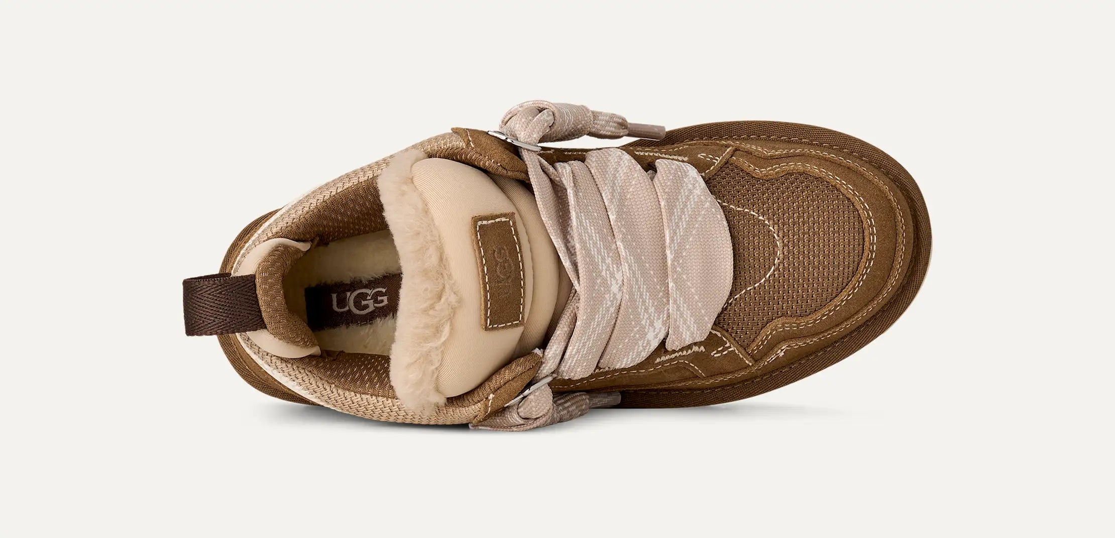 Sneakers Donna UGG Lowmel Marrone in Camoscio e Mesh Riciclato – Scarpe Basse Chunky con Maxi Lacci e Fodera UGGplush