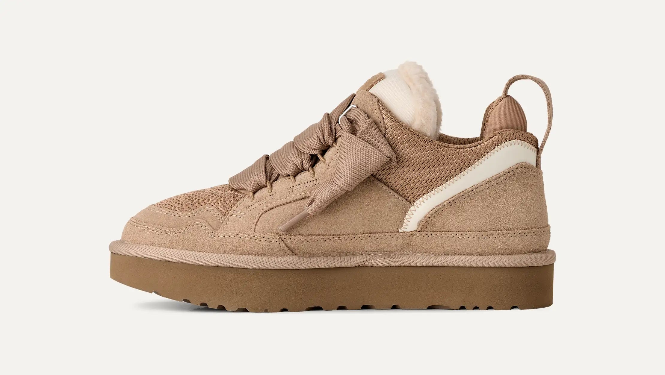 Sneakers Donna UGG Lowmel Sand in Camoscio e Mesh Riciclato – Scarpe Basse Chunky con Maxi Lacci e Fodera UGGplush
