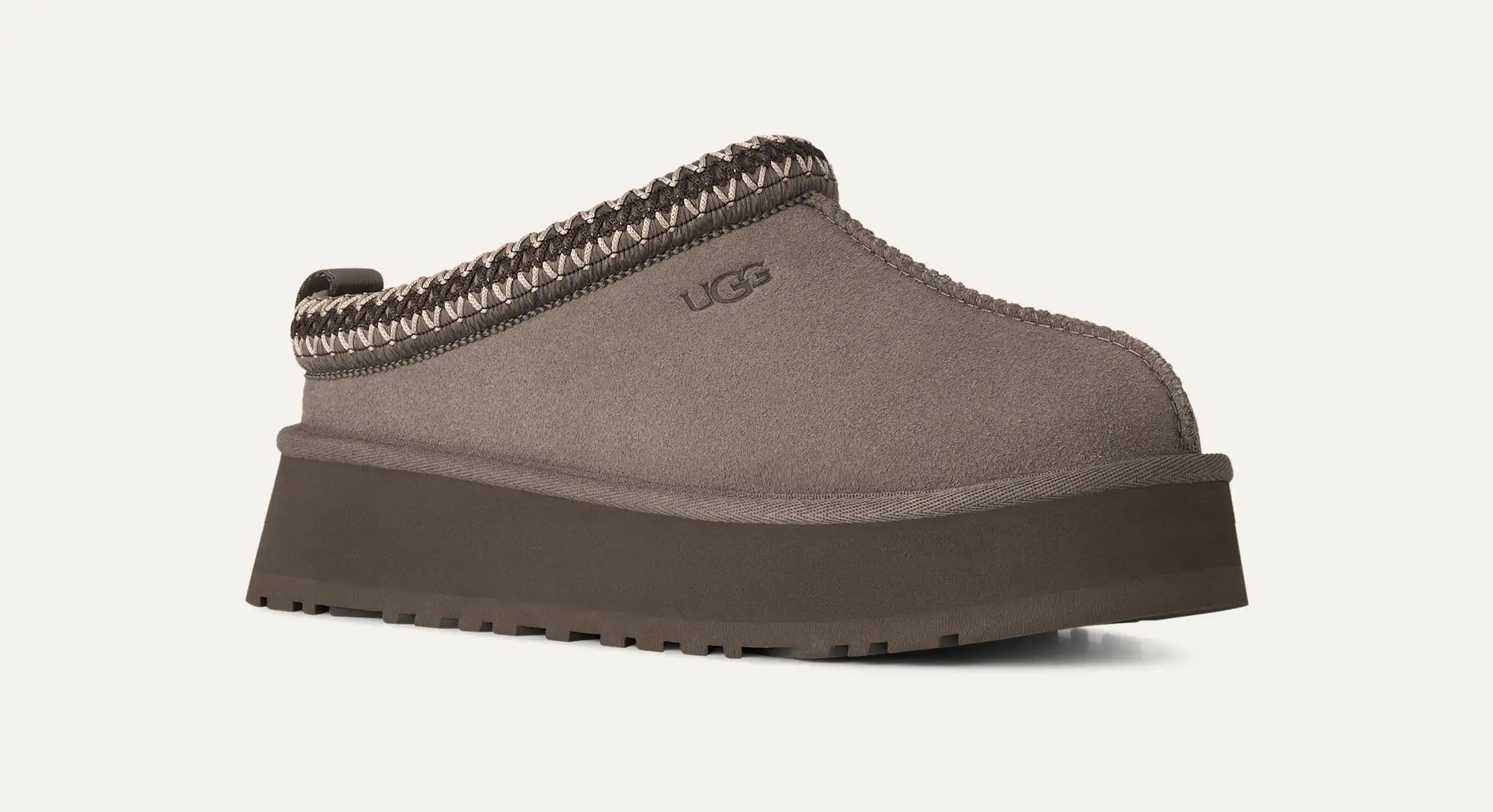 Ciabatte Sabot Donna UGG Tazz II Mustard Seed in Camoscio – Slipper Platform 4,4 cm foderate in Montone