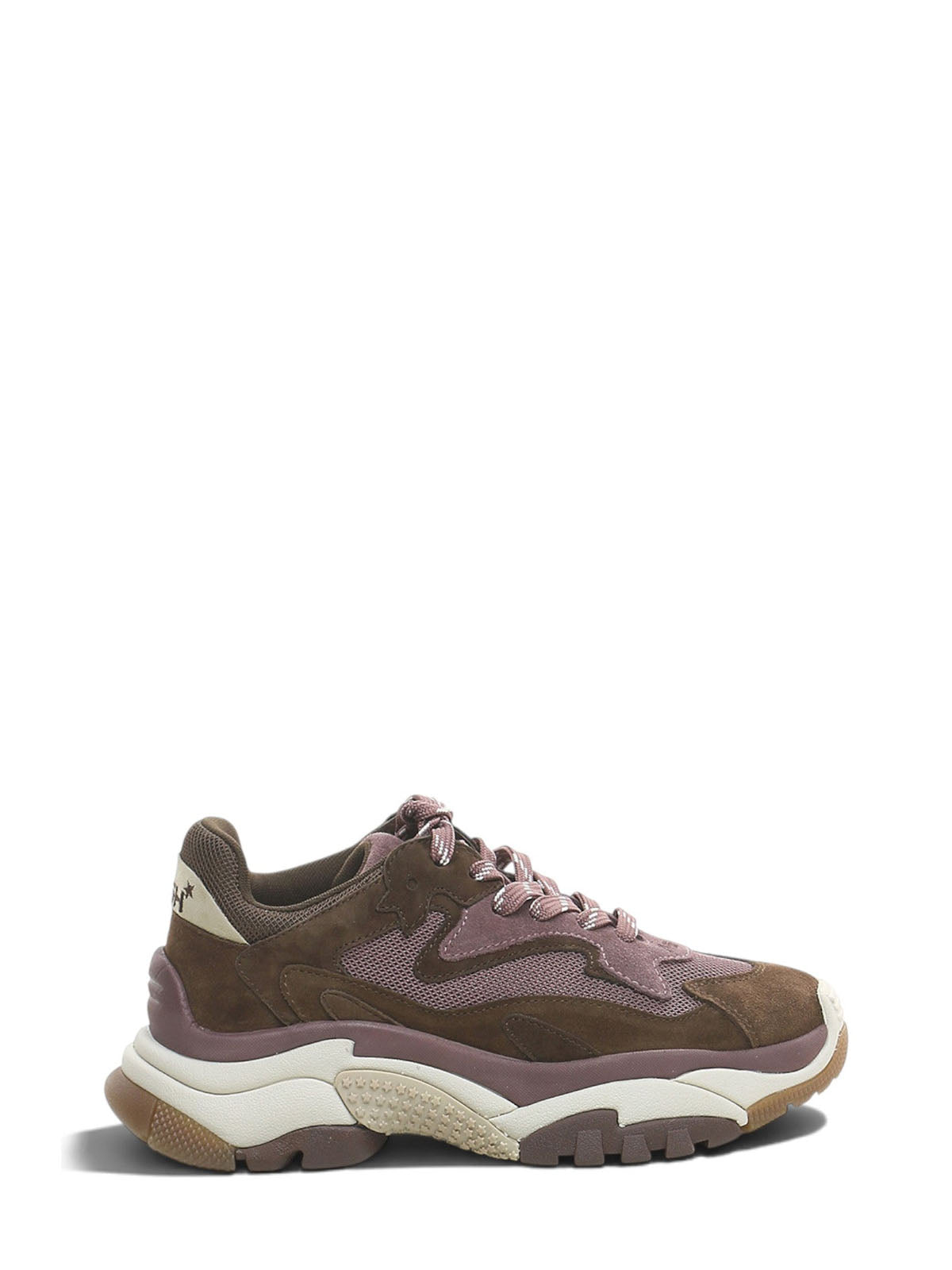 Sneakers Donna ASH Addict 01 in Pelle e camoscio Marrone e Rosa  – Scarpe Platform Suola 50 mm