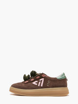 Sneakers Low-Top Donna Emanuélle Vee Pixi 105-10 – Scarpe Casual-Glam con Suola Caramello 3,5 cm e Pom Pom