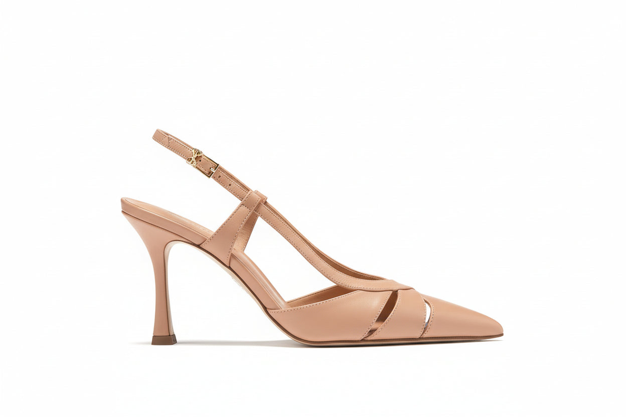 Slingback Sergio Levantesi Desire6 – Eleganza in Pelle Vitello Cachemire Color Bruciato