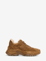 Sneakers Donna ASH Addict Bis Fur Chestnut Eggnug in Camoscio e Pelliccia – Scarpe Platform Invernali