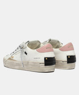 Sneakers Donna Crime London Skate Baby Pink 25103AA8.10 – In Pelle Bianca con Borchie, Suede Platino e Rosa Antico