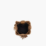 Borsa Secchiello La Carrie Mirror Color Cuoio con Dettagli a Specchio