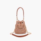 Borsa Secchiello La Carrie Mirror Color Cuoio con Dettagli a Specchio