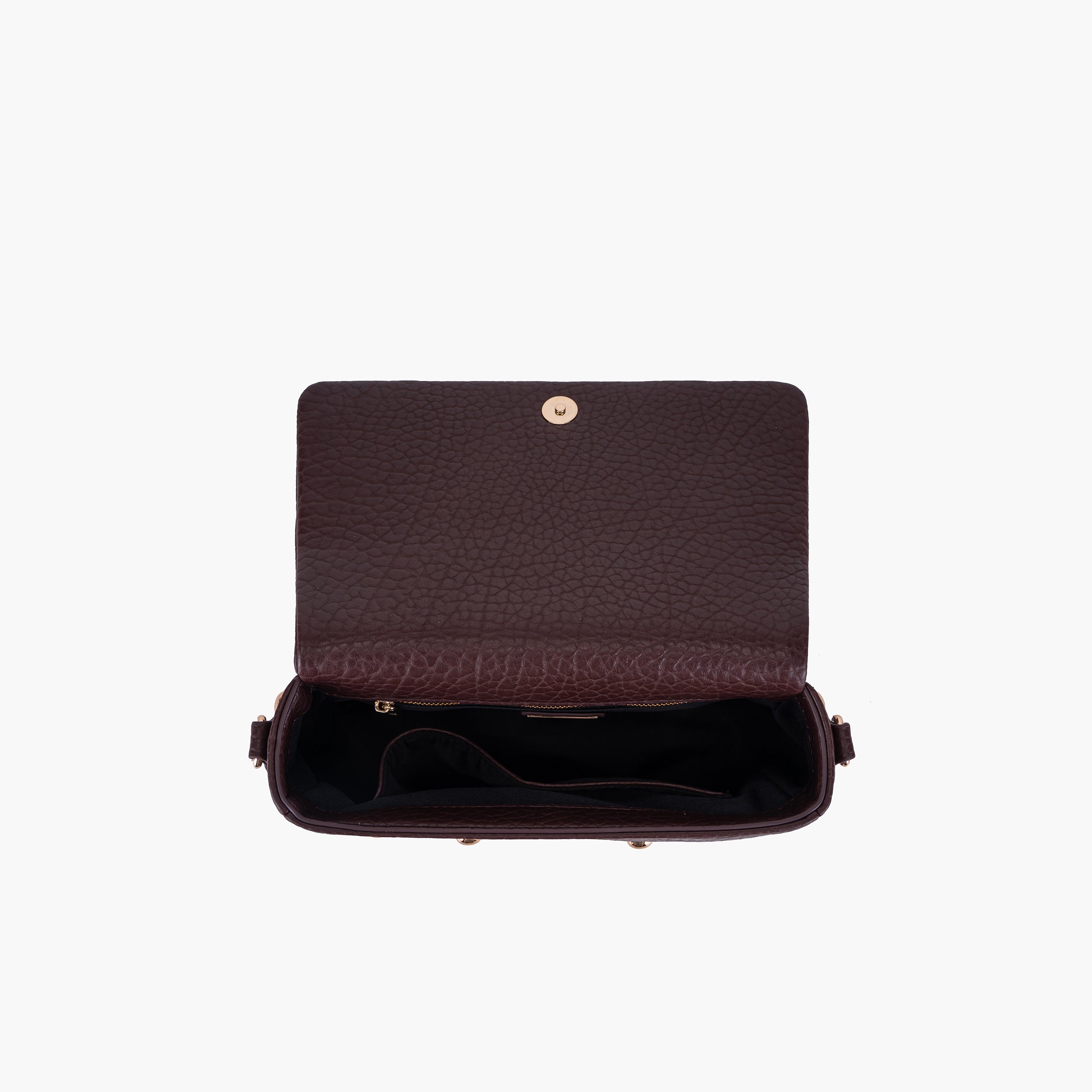 Borsa tracolla in similpelle bordeaux decorata con borchie oro La Carrie