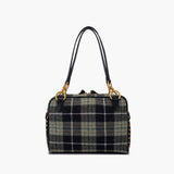 Borsa a spalla tessuto scozzese verde e nero  La Carrie