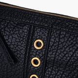 Borsa a spalla media, mezza luna con frange nera La Carrie