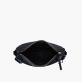 Borsa a spalla media, mezza luna con frange nera La Carrie