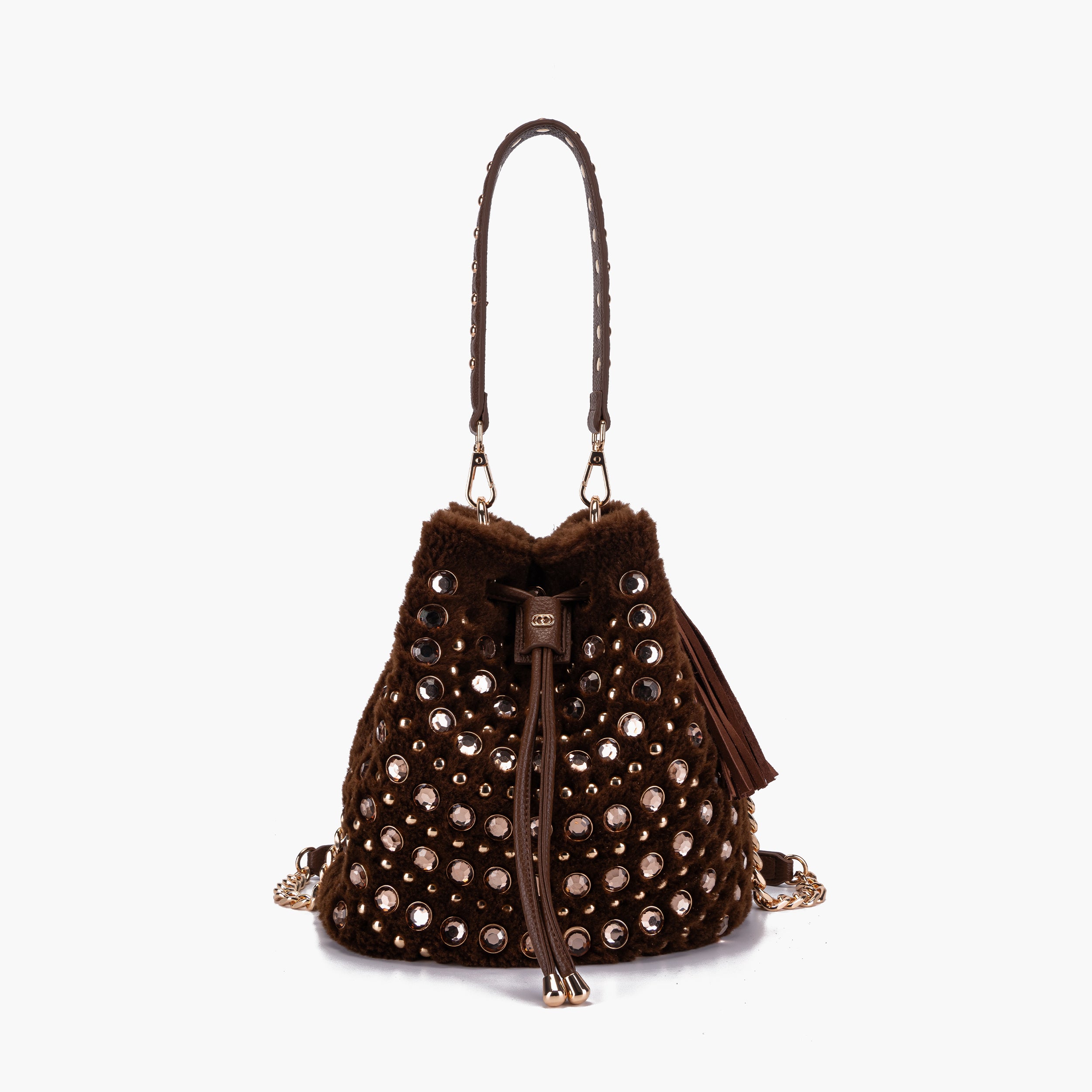 Secchiello Andromeda Fur Bucket Marrone – La Carrie | Eco-Fur & Borchie