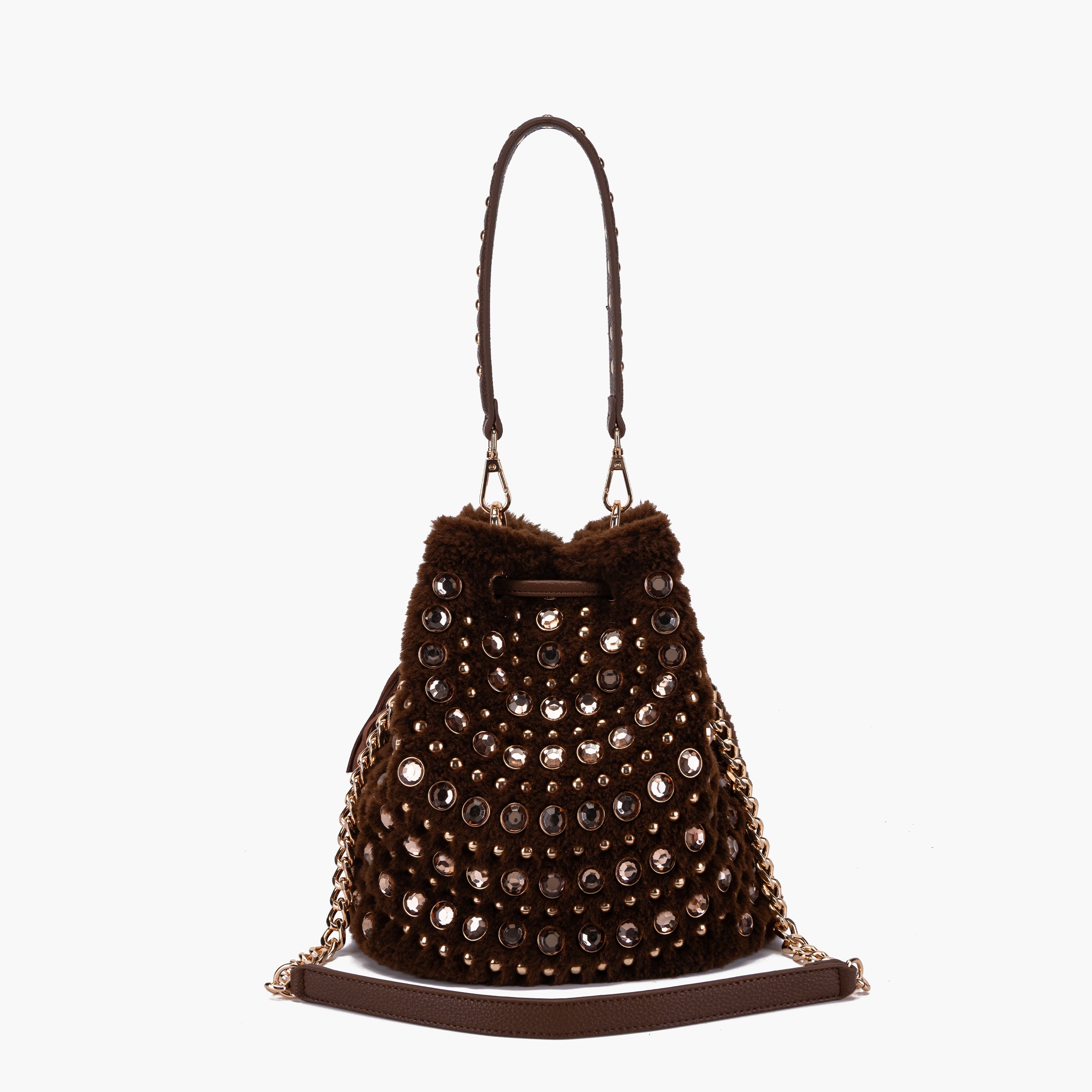 Secchiello Andromeda Fur Bucket Marrone – La Carrie | Eco-Fur & Borchie
