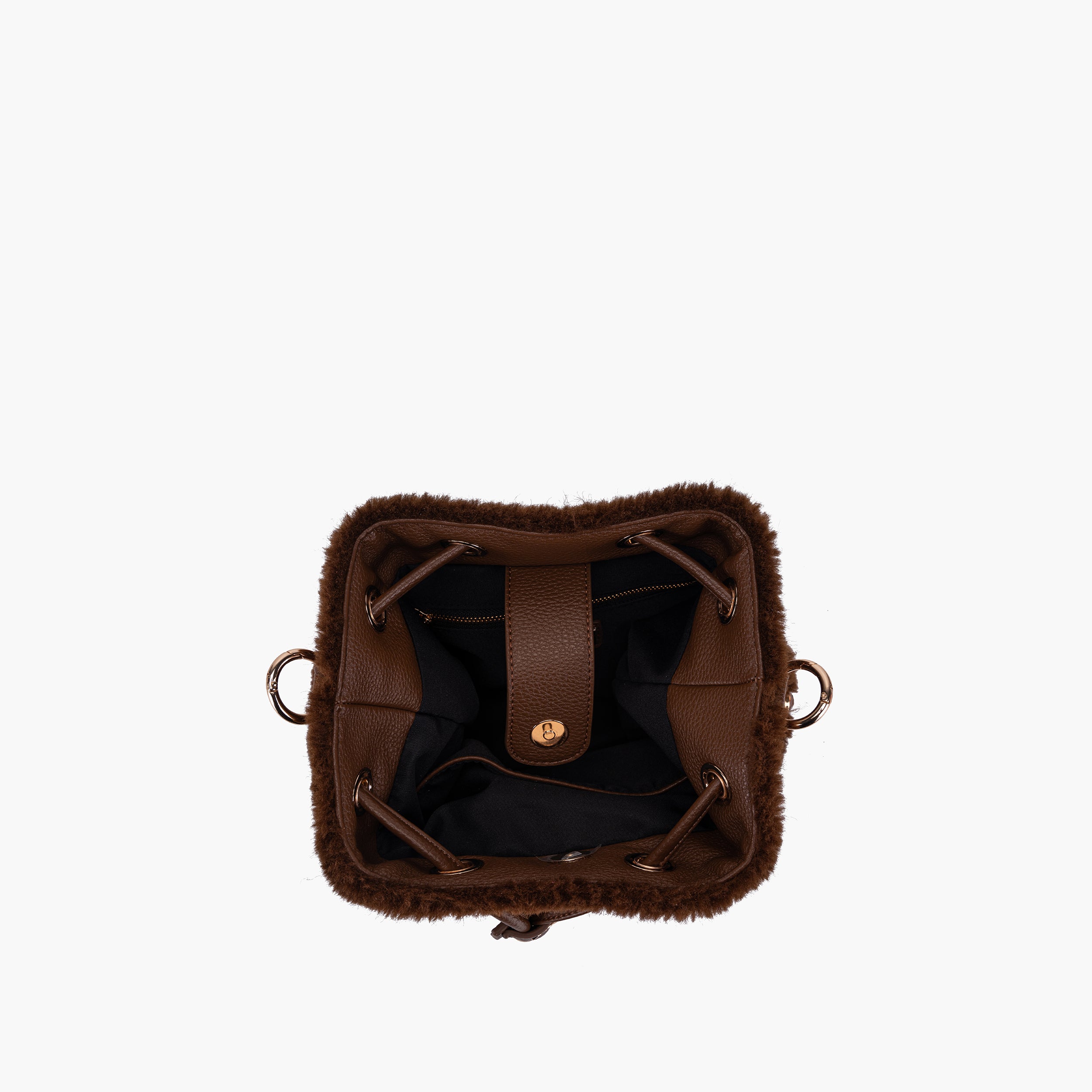 Secchiello Andromeda Fur Bucket Marrone – La Carrie | Eco-Fur & Borchie