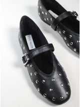 Ballerina in pelle nera con borchie in argento Steve Madden