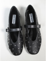 Ballerina in pelle nera con borchie in argento Steve Madden