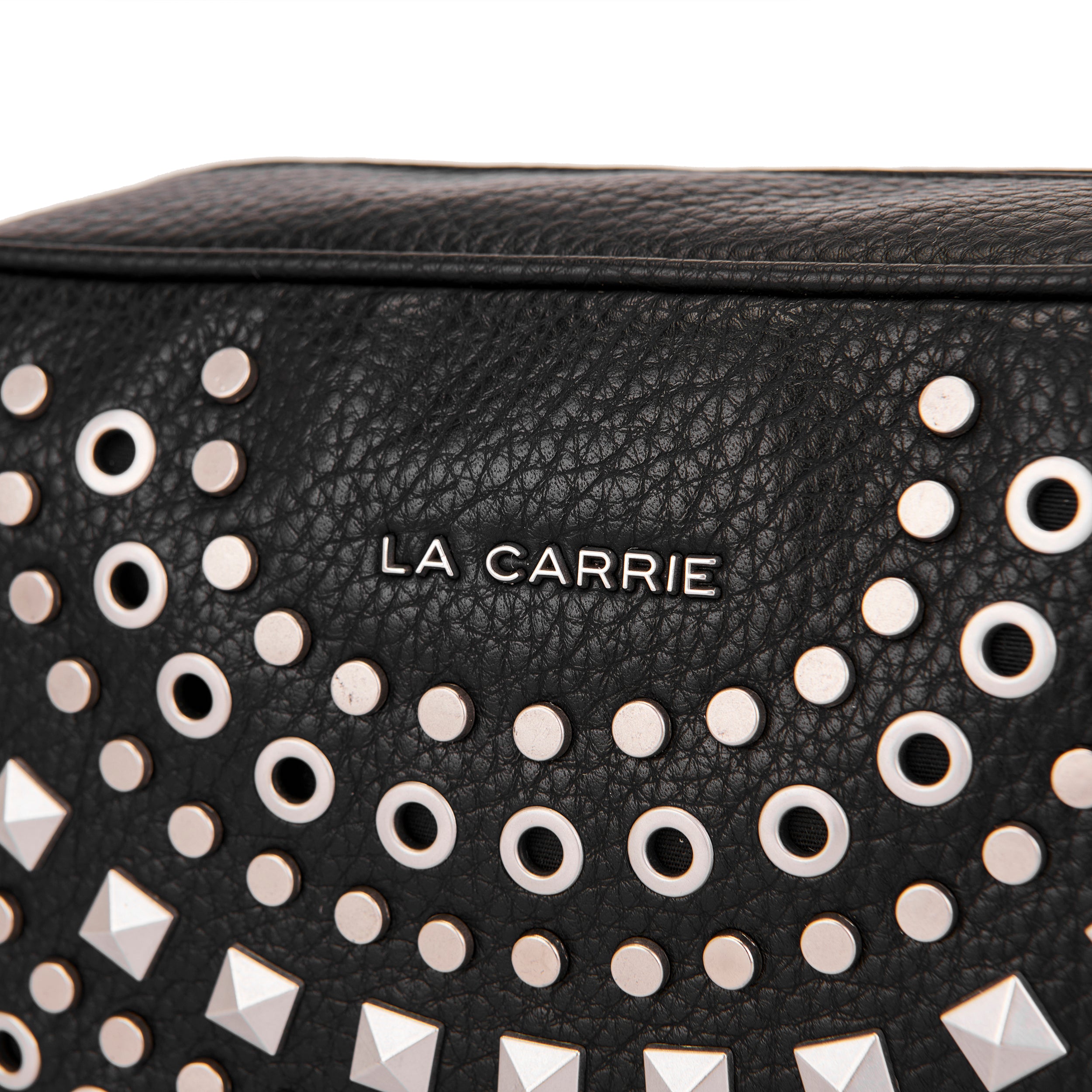 Borsa a Spalla La Carrie Solid Rettangolare in Ecopelle Nera con Borchie – Borsa Rock Chic