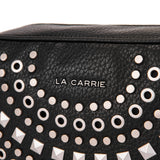 Borsa a Spalla La Carrie Solid Rettangolare in Ecopelle Nera con Borchie – Borsa Rock Chic