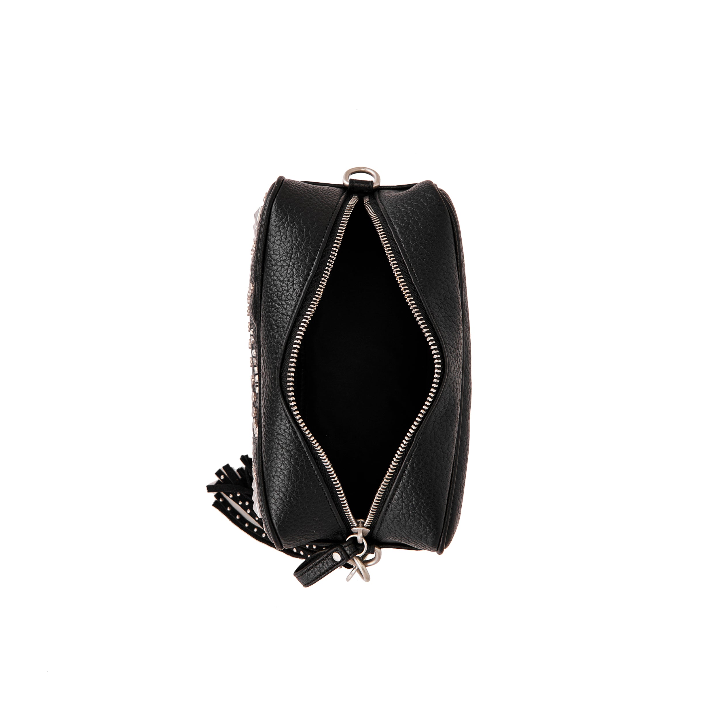 Borsa a Spalla La Carrie Solid Rettangolare in Ecopelle Nera con Borchie – Borsa Rock Chic