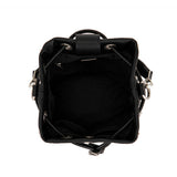 Borsa Secchiello La Carrie Solid in Ecopelle Nera con Borchie – Borsa a Spalla con Catena