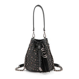 Borsa Secchiello La Carrie Andromeda in Ecopelle TPU – Borsa a Spalla con Borchie e Strass