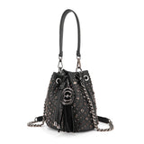 Borsa Secchiello La Carrie Andromeda in Ecopelle TPU – Borsa a Spalla con Borchie e Strass