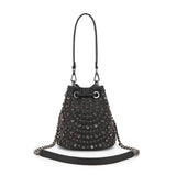 Borsa Secchiello La Carrie Andromeda in Ecopelle TPU – Borsa a Spalla con Borchie e Strass
