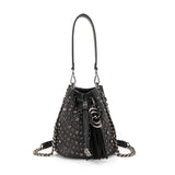 Borsa Secchiello La Carrie Andromeda in Ecopelle TPU – Borsa a Spalla con Borchie e Strass