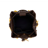 Borsa Secchiello La Carrie Jungle Animalier con Frange e Borchie – Borsa a Spalla con Cristalli